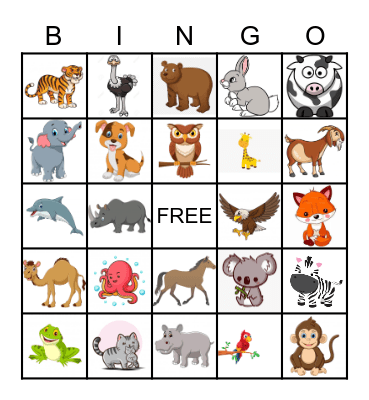 Animal Fun Bingo Card