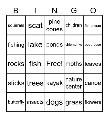 Piney Run Bingo Card