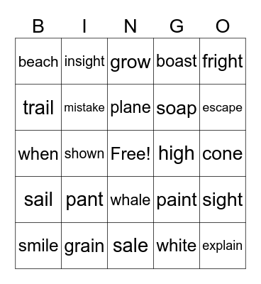 Phonics 4 Reading L2:1-18 Bingo Card