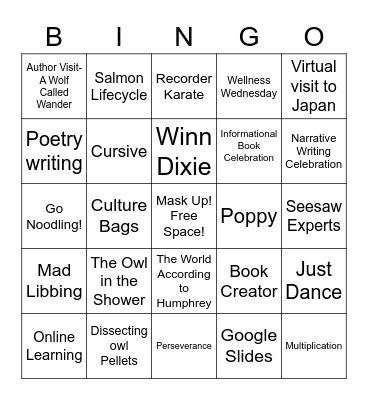 3rd Grade on a Bingo Board Bingo Card