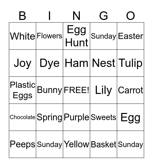 Easter Bingo Card