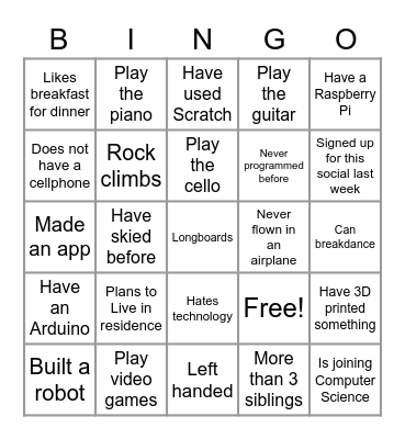FAS START Bingo Card