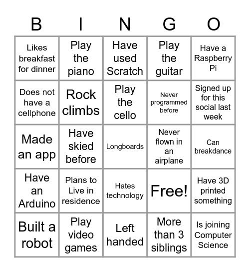 FAS START Bingo Card
