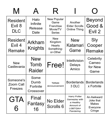 E3 Week Bingo Card