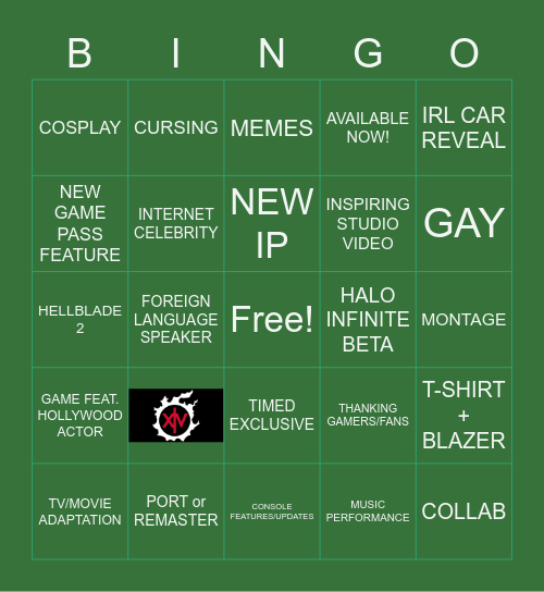 XBOX GAMES SHOWCASE 2021 Bingo Card