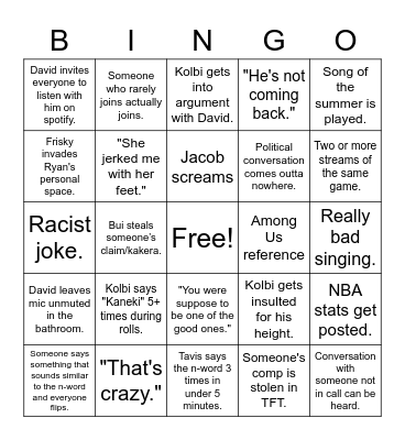 Fellow Non Racists Bingo Card