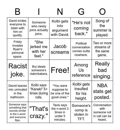 Fellow Non Racists Bingo Card