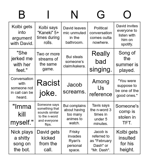 Fellow Non Racists Bingo Card