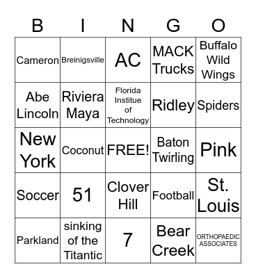TARA & ANDY BINGO Card