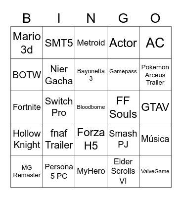 E3 Bingo! Bingo Card