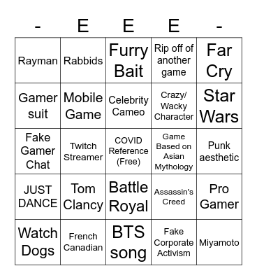 Ubisoft Bingo Card