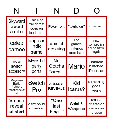 e3 bingo Card