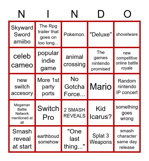 e3 bingo Card