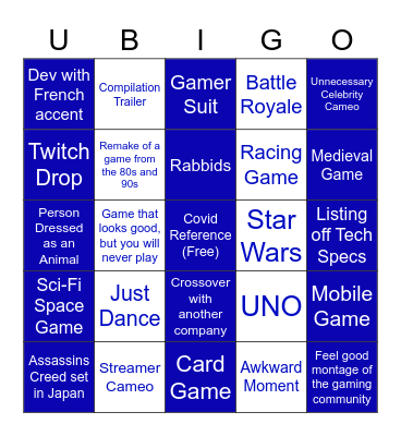 Ubisoft Bingo Card