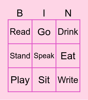 VERBS BINGO Card