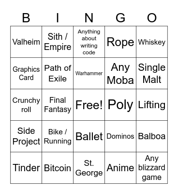 Tor Bingo Card
