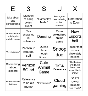 E3 Bingo Card
