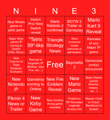 NINTENDO E3 BINGO!! Bingo Card