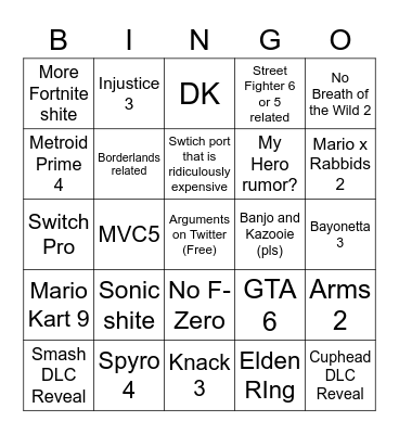 e3 thingy Bingo Card