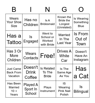 Find the Guest Bingo Card