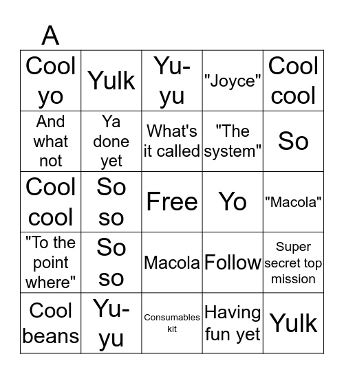 GOOMBA game  Bingo Card