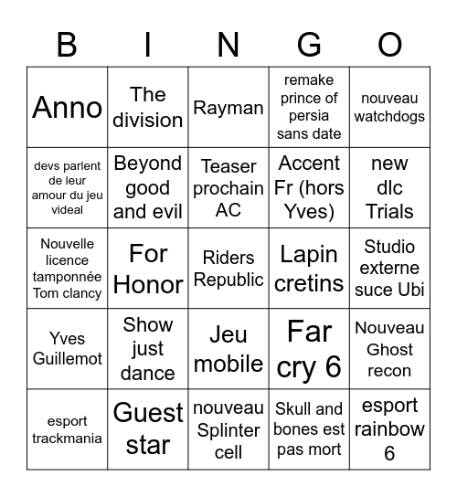 Bingo Ubi Bingo Card