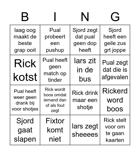 rick bingo Card