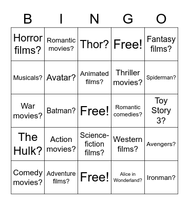 Do you like__________? Bingo Card