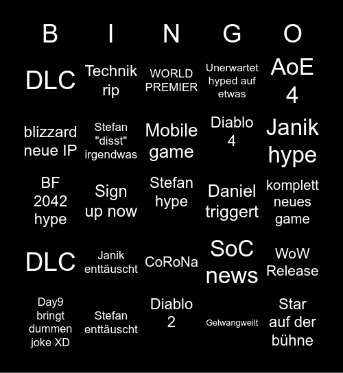E3 Uga bingo Card