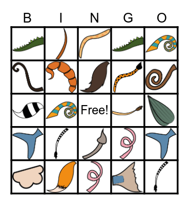 Animal Tails Bingo Card