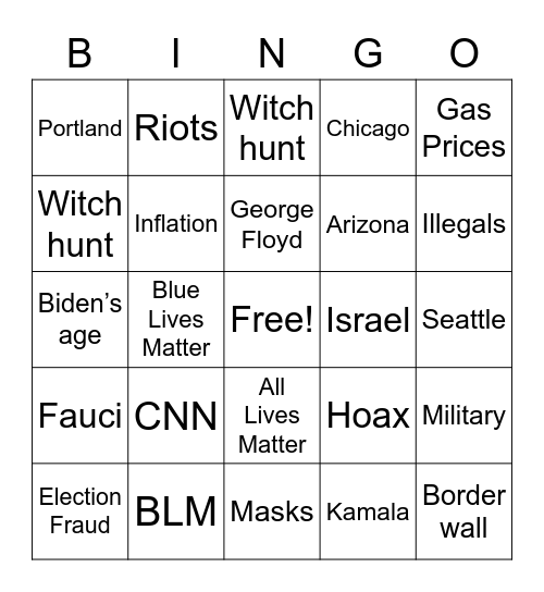 Trumper Wedding  Bingo Card