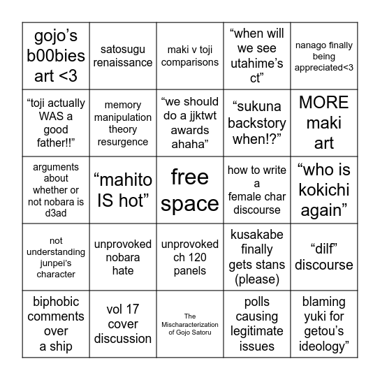 jjktwt discourse bingo Card