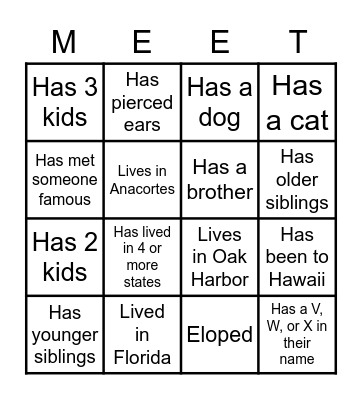 People BINGO Card