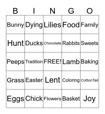 Easter Bingo Card