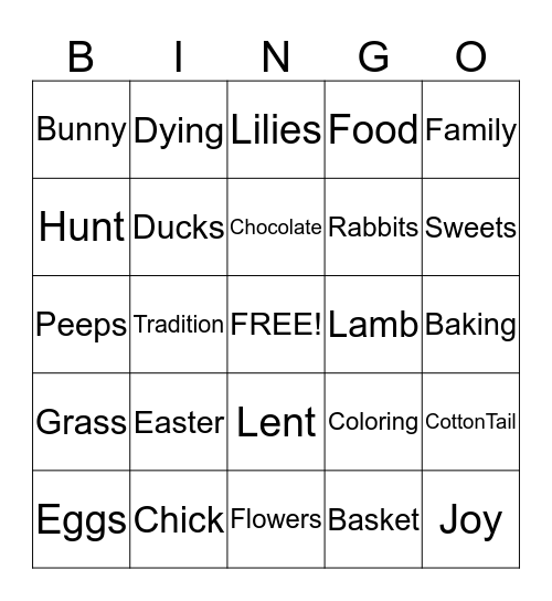 Easter Bingo Card