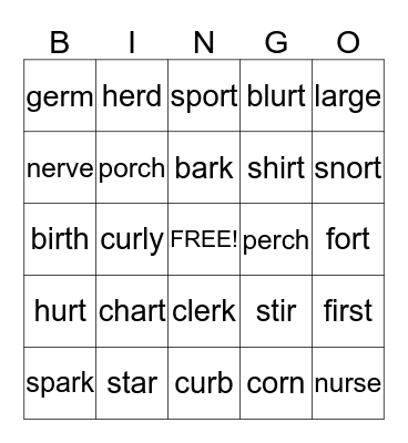 r-controlled Bingo Card