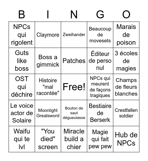 Elden Ring Bingo Card