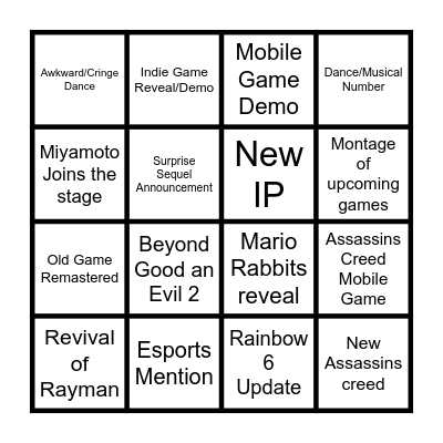 Ubisoft Bingo Card