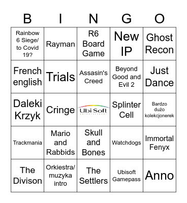Ubisoft Bingo Card