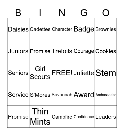 Mother - Daughter Bingo Card