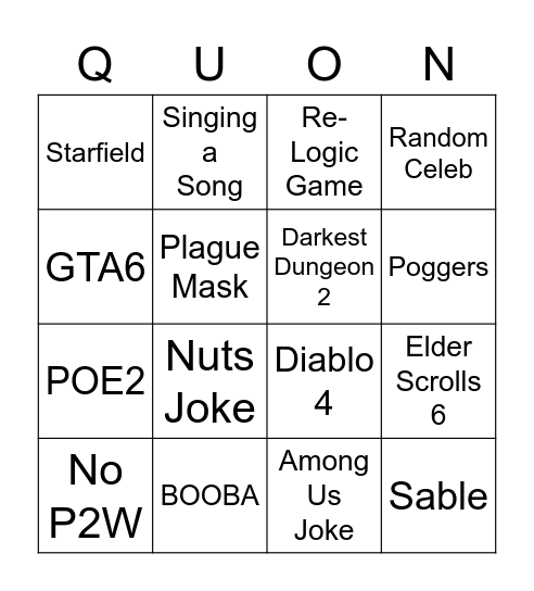 E3 Bingo Card