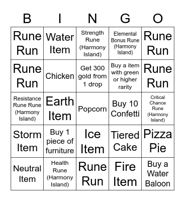 Prodigy Bingo Card