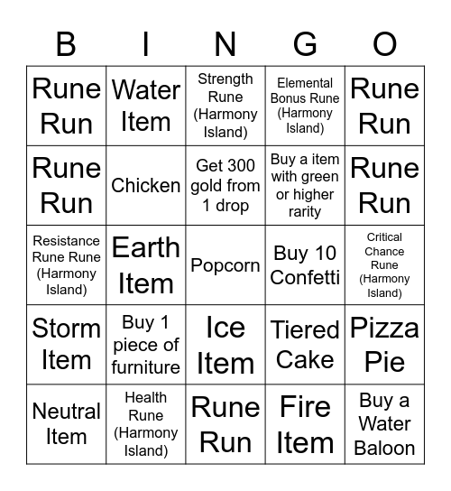 Prodigy Bingo Card