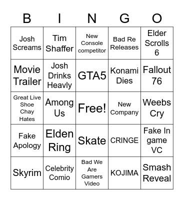 E3 Bingo Card