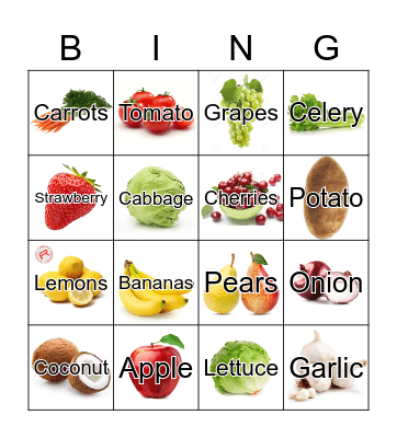 Fruits and Vegetables Bingo Card