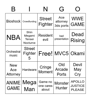 E3 Day 3 Bingo Card