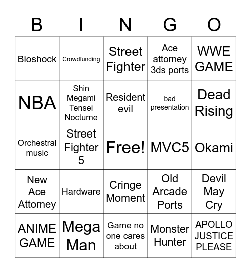 E3 Day 3 Bingo Card