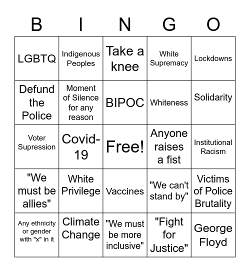 Graduation Talking Points Bingo Card