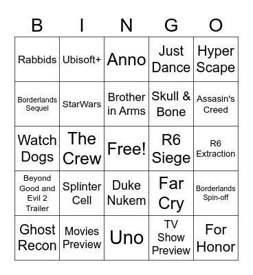 Ubi / Gearbox Bingo Card