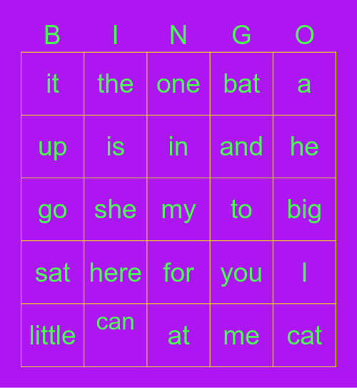 Sophia's Sight Words Bingo Card